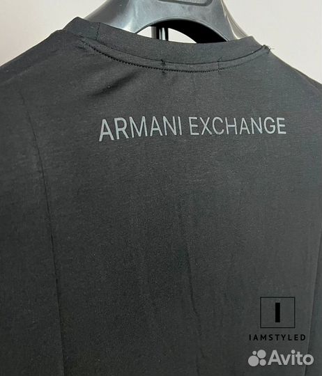 Футболка Armani Exchange, черная, с надписью