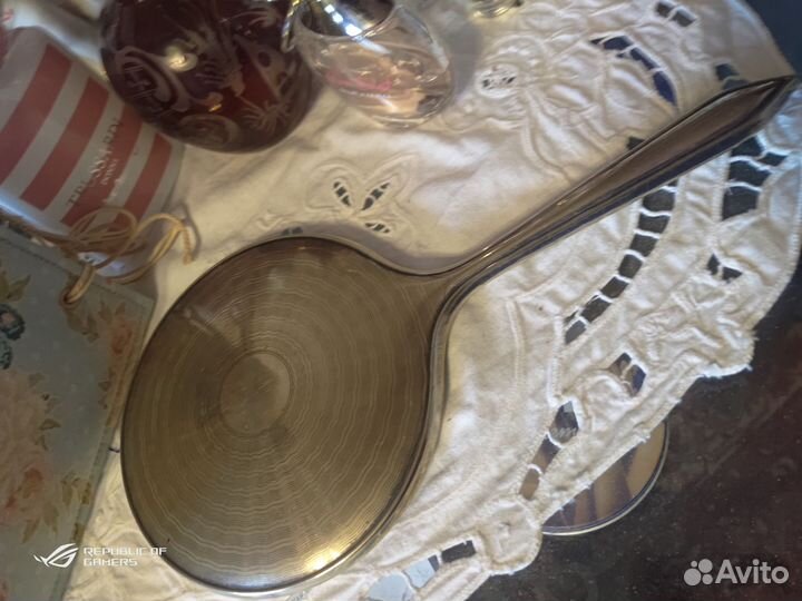 Зеркало ручное винтаж Европа серебрение