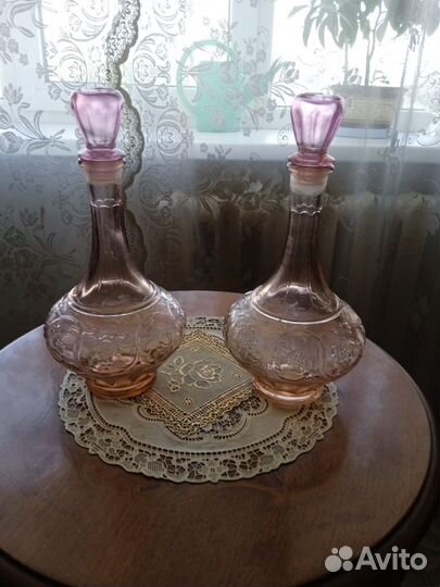 Штофы и графины СССР розовое стекло