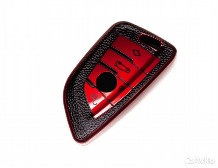 Чехол на ключ BMW New силиконовый красный