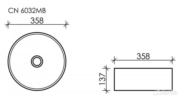 Раковина накладная Ceramica nova черная CN6032MB