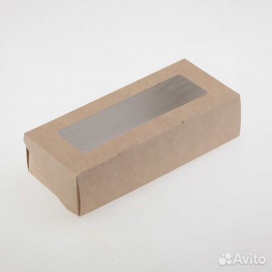 Коробка эко-крафт длинная с окошком