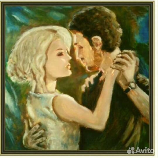 Картина с танцующий парой, маслом,холст,Танец