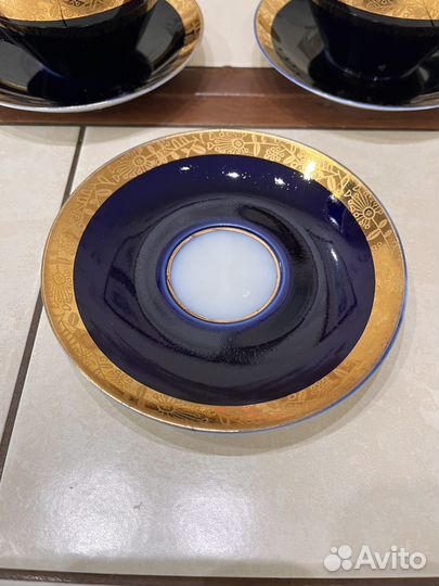 Чайный сервиз СССР кобальт с позолотой