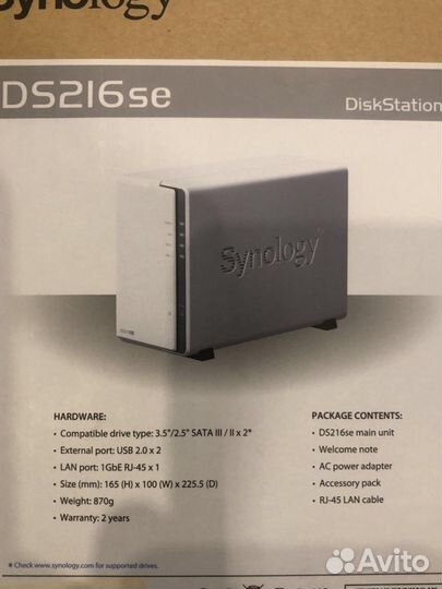 Nas схд Synology ds216 + hdd 2x 2Tb