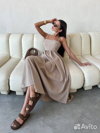 Летнее льняное платье