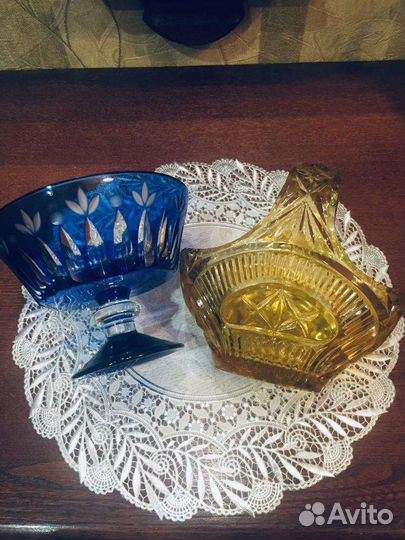 Вазы хрусталь кобальт Чехословакия СССР