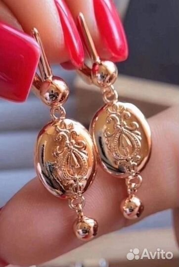 Серьги дубайское золото
