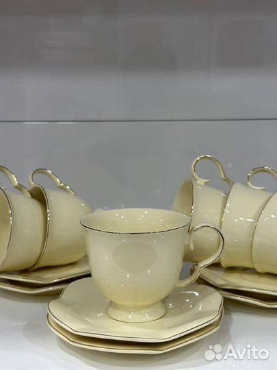 Сервиз набор чайный с золотистой каймой