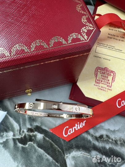 Браслет cartier love розовое золото бриллианты