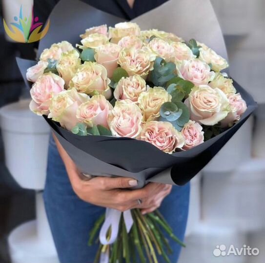 Моно букет розы розовые №543