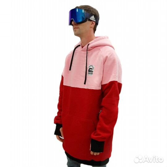 Худи Double Skin красно-розовая L