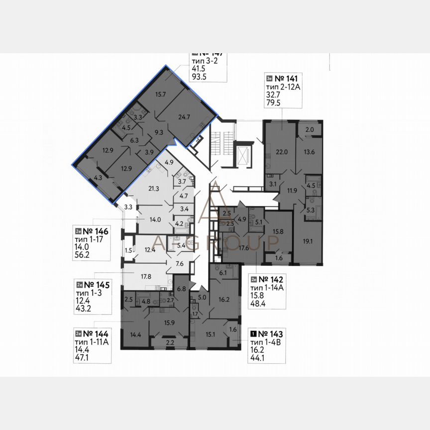 3-к. квартира, 93,5 м², 3/9 эт.