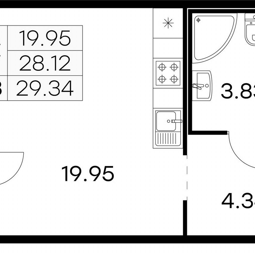 Квартира-студия, 29,3 м², 5/15 эт.