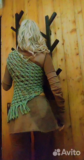 Макраме жилетка на одно плечо