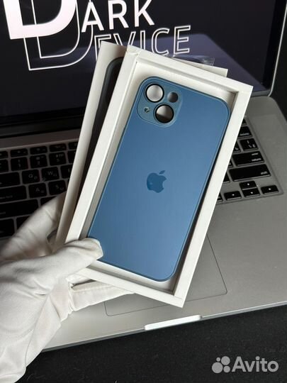 Чехол iPhone 13 MagSafe Стеклянный синий