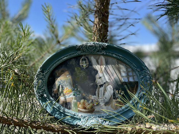 Картина в раме Заяц маслом