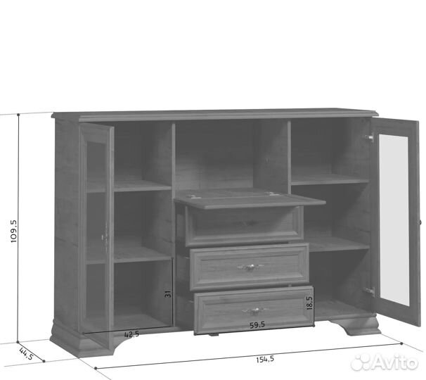 Тумба kentaki KOM 2W3S1B каштан