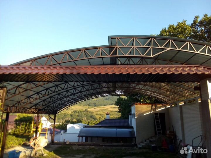 Навесы из поликорбоната и профлиста под ключ