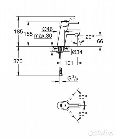 Смеситель для раковины grohe Concetto с ограничени