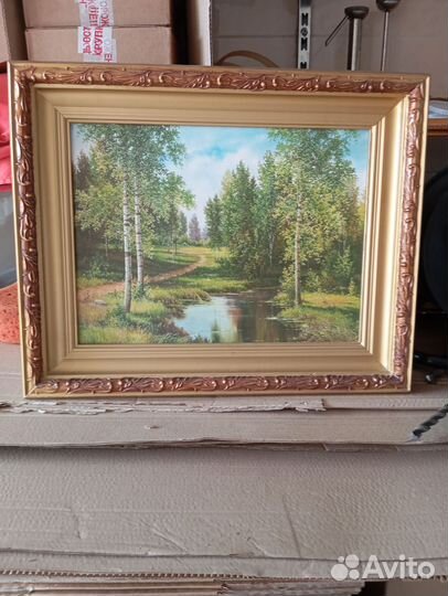 Картина маслом на холсте пейзаж в раме