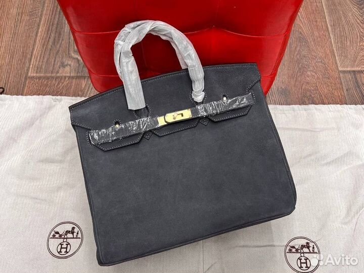 Сумка hermes birkin 35 серая замша