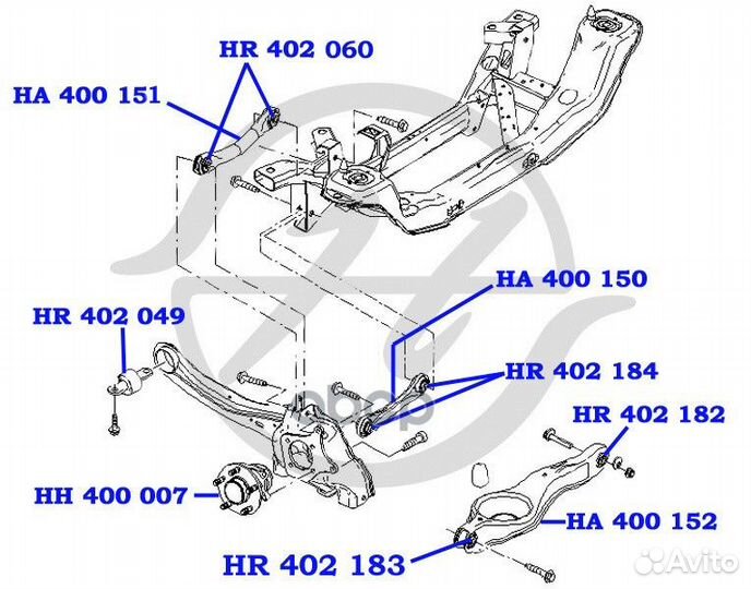 Сайлентблок зад прав/лев ford HR402184 Hanse