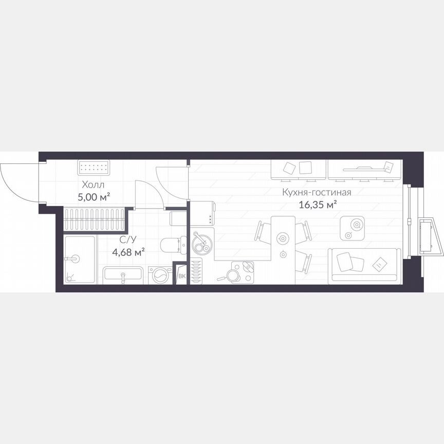 Квартира-студия, 26 м², 1/11 эт.