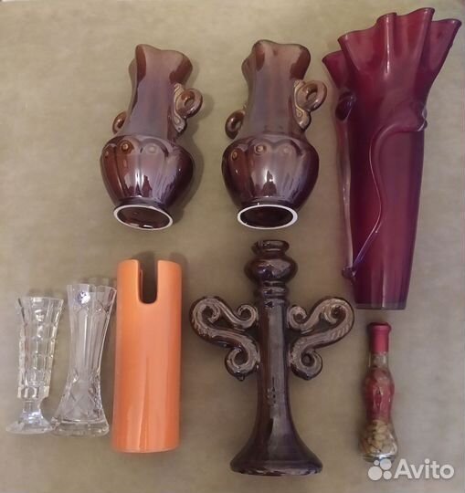 Вазы. Стекло. Хрусталь. Керамика. Новые. Декор