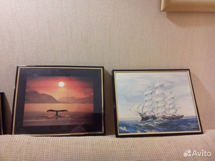 Картинки декоративные в рамках под стеклом 8шт