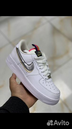 Кроссовки Nike air force 1 белые кожаные