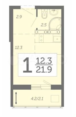 Квартира-студия, 21,9 м², 9/12 эт.