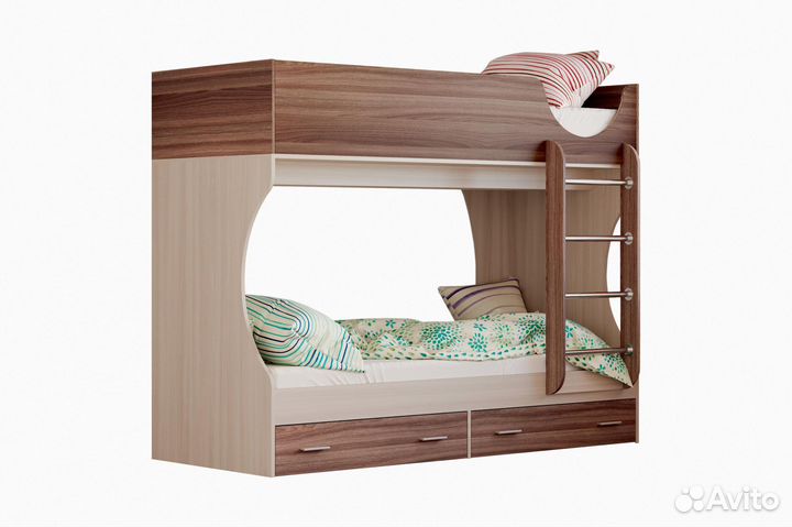 Кровать 2-х ярусная с ящиками