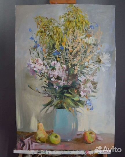 Картина маслом цветы полевые