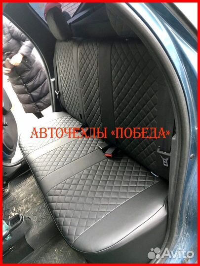 Чехлы Nissan Almera n16 из экокожи чёрные Ромб