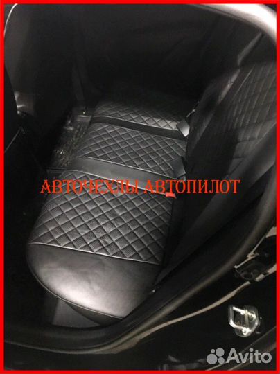 Чехлы Автопилот Kia Soul 2 из экокожи чёрные Ромб