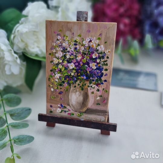 Цветы картина маслом Натюрморт цветы в вазе