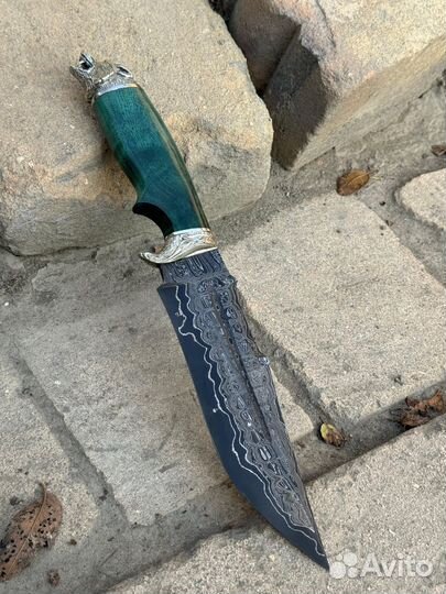 Нож волк из дамасской стали