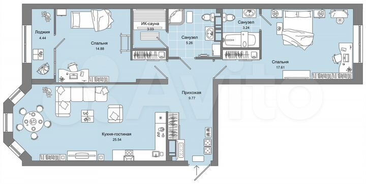 3-к. квартира, 81 м², 7/17 эт.