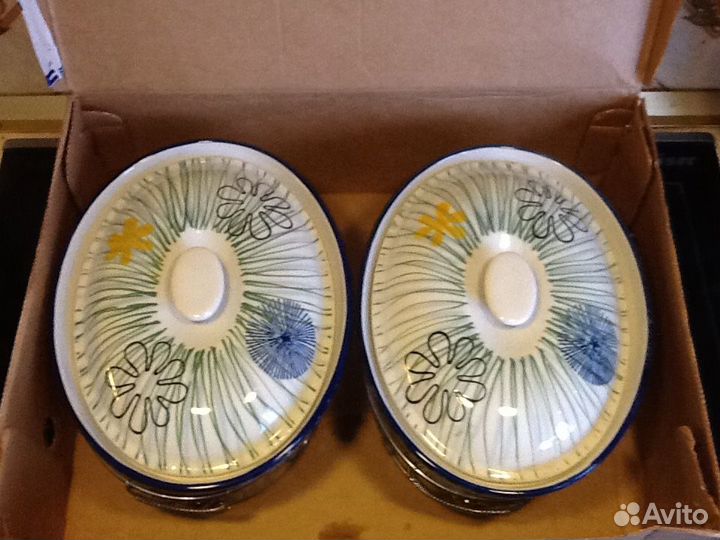 2 формы для запекания тушения с крышками керамика