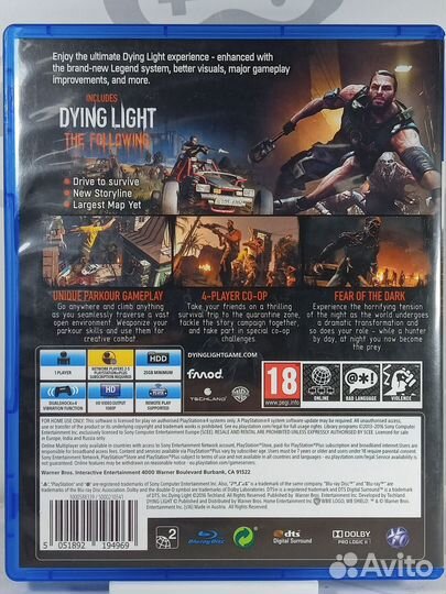 Диск для PS4 Dying Light The Following б/у