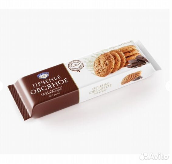 Печенье Полёт Овсяное с кусочками шоколада 250 г