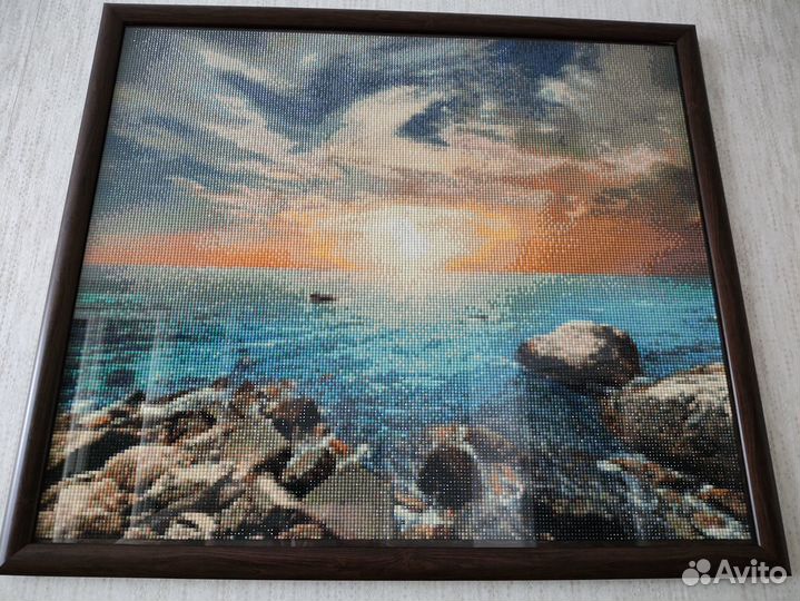 Картина готовая алмазная мозаика в раме со стеклом