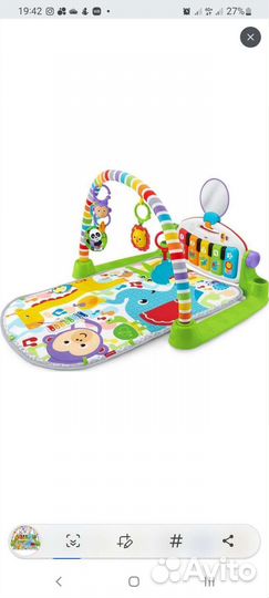 Развивающий коврик fisher price с пианино