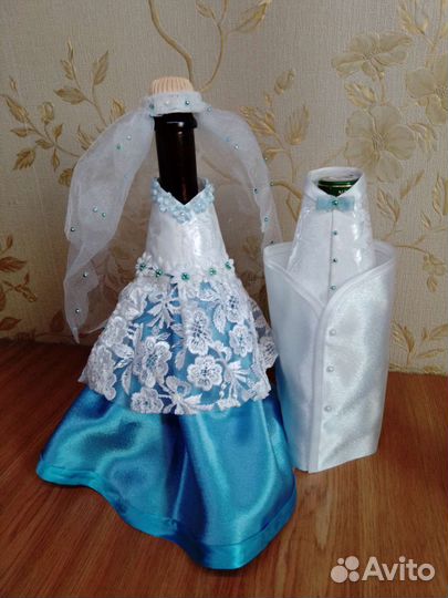 Свадебные украшения на бутылки