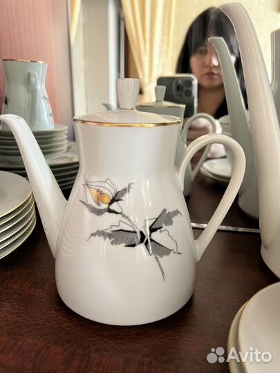 Сервиз черная роза фарфор ГДР Freiberger Porzellan