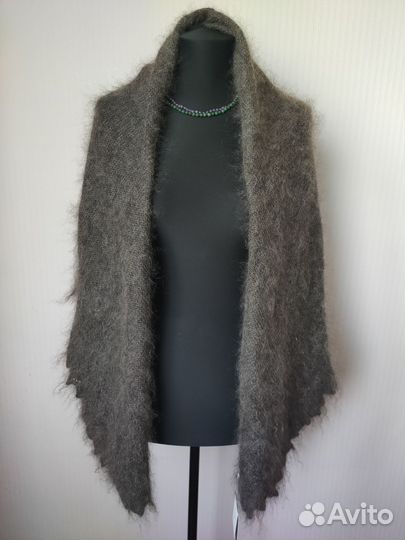 Новый серый Оренбургский пуховой платок