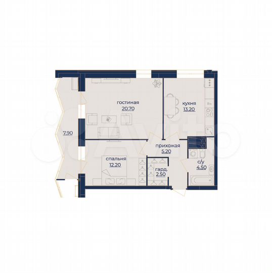 2-к. квартира, 60,7 м², 24/24 эт.