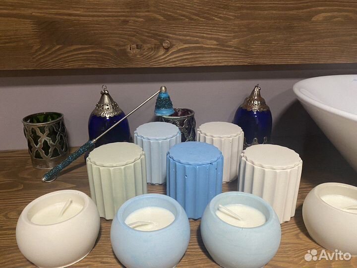 Свеча в гипсовом стакане с крышкой