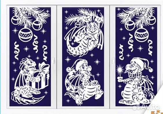 Набор новогодних украшений для окон